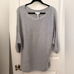 Soma Light Gray Ribbed Knit Top